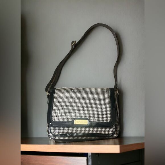 Betsey Johnson Handbags - Betsey Johnson Black and Gray Houndstooth Shoulder Bag